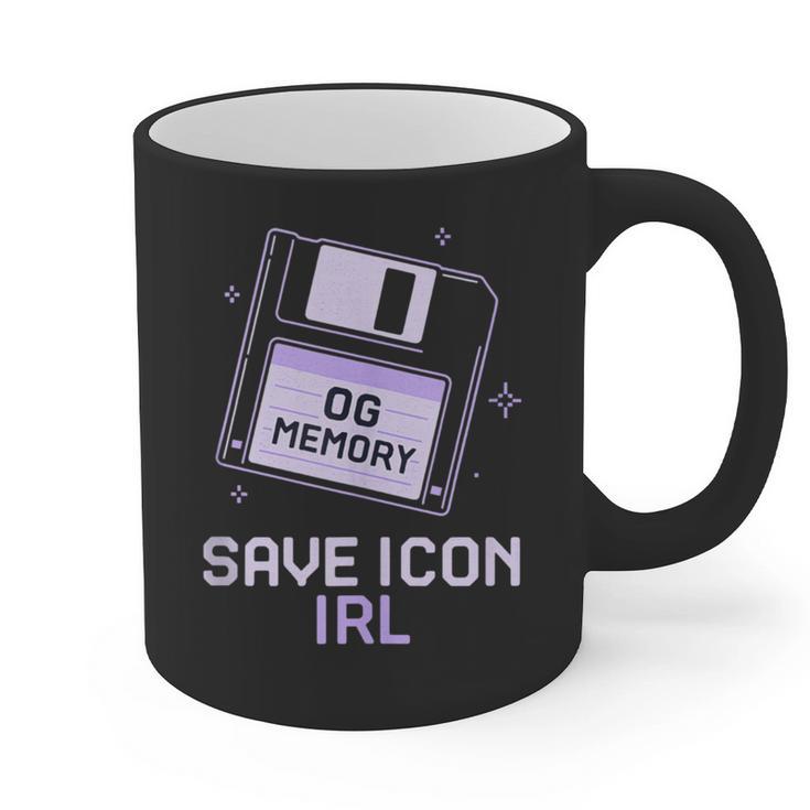Save Icon IRL Retro Tech Humor Floppy Disk 90s Nostalgia Graphic Print Coffee Mug