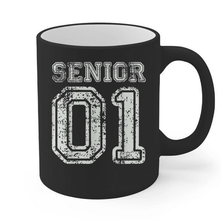 Senior 01 Class Of 2001 Retro College High School Graduation Graphic Print Coffee Mug