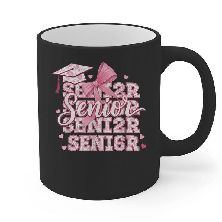 Senior 2026 Class Of 2026 Cute Coquette Pink Bow Graduation Graphic Print Coffee Mug