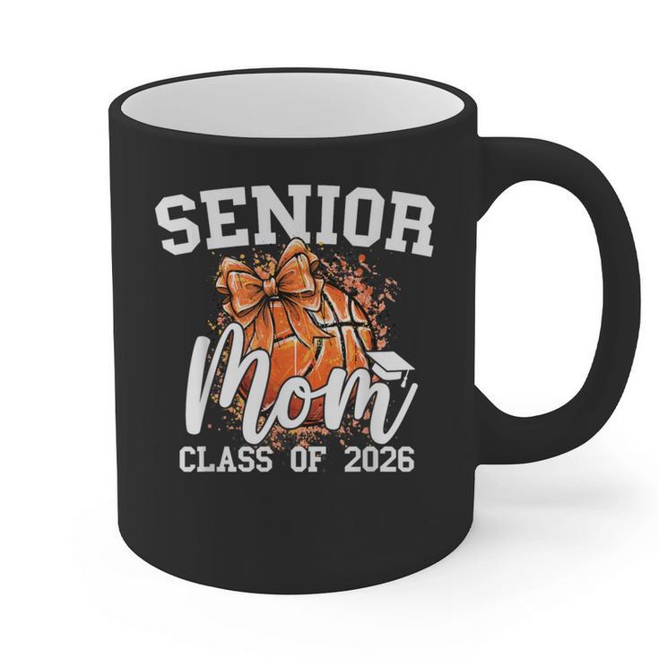 Senior Mom Class Of 2026 Coquette Bow Basketball Graduation Graphic Print Coffee Mug