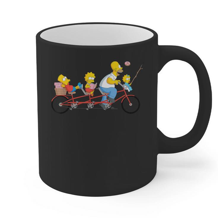 The Simpsons Father's Day Homer And Kids Bike Ride With Dad Graphic Print Coffee Mug