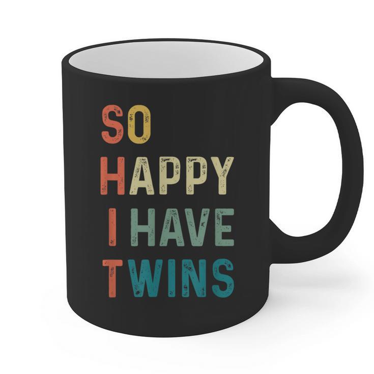 So Happy I Have Twins Mom Dad Parent Saying Slogan Graphic Print Coffee Mug