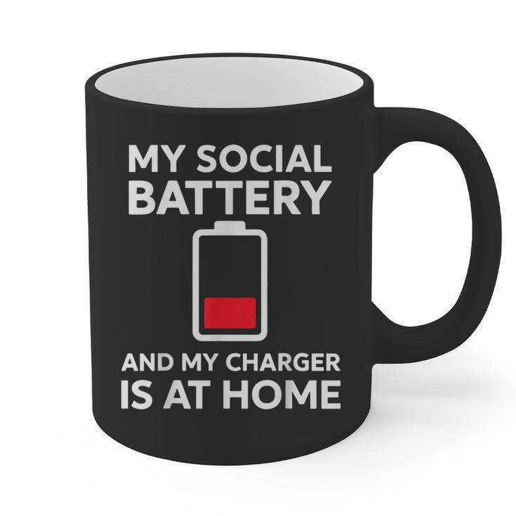 Social Battery Low Charger At Home Antisocial Introvert Graphic Print Coffee Mug