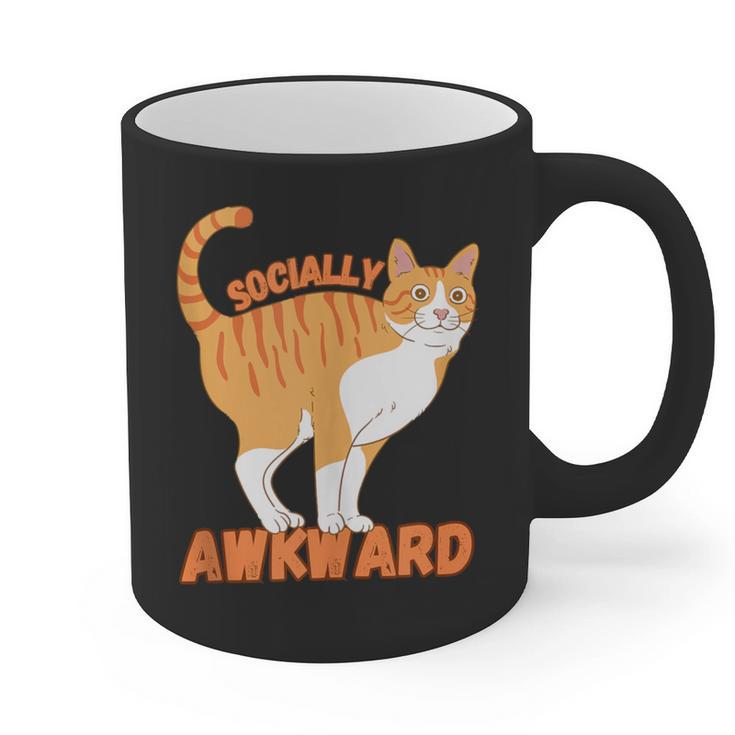 SOCIALLY AWKWARD FUNNY CAT ANTISOCIAL INTROVERT WEIRD Graphic Print Coffee Mug