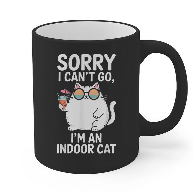 Sorry I Can’t Go I’m An Indoor Cat Introvert Cat Graphic Print Coffee Mug