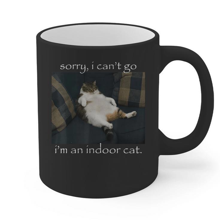 Sorry I Can’t Go I’m An Indoor Cat Introvert Meme Graphic Print Coffee Mug Sorry I Can’t Go I’m An Indoor Cat Introvert Meme Graphic Print Coffee Mug
