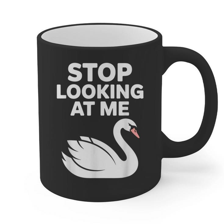 Stop Looking At Me Swan Introvert Humor Graphic Print Coffee Mug