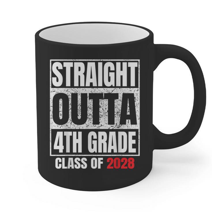 Straight Outta 4th Grade Graduation Class 2028 Fourth Grade Graphic Print Coffee Mug