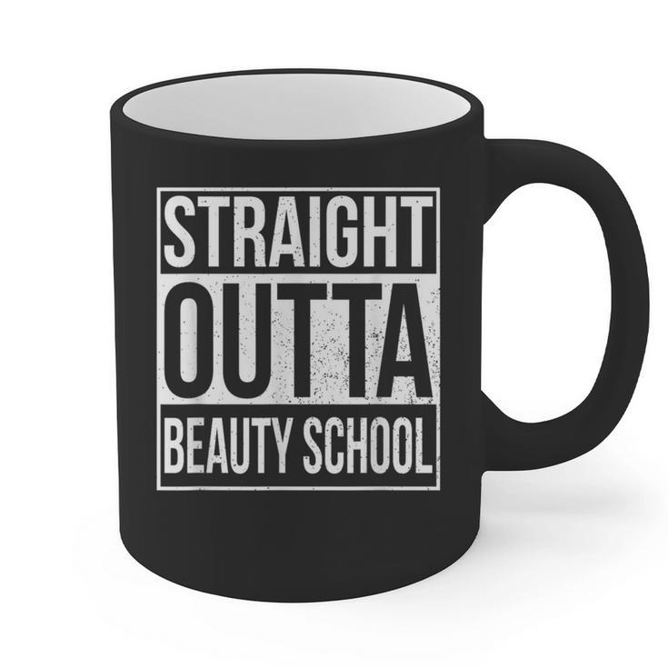 Straight Outta Beauty School Graduation Distressed Graphic Print Coffee Mug