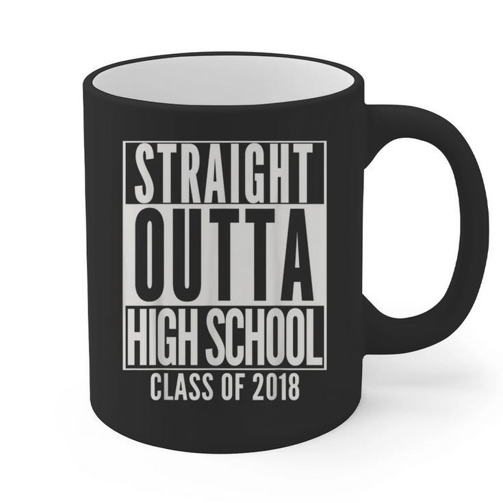 STRAIGHT OUTTA HIGH SCHOOL 2018 Grad Graduation Graphic Print Coffee Mug
