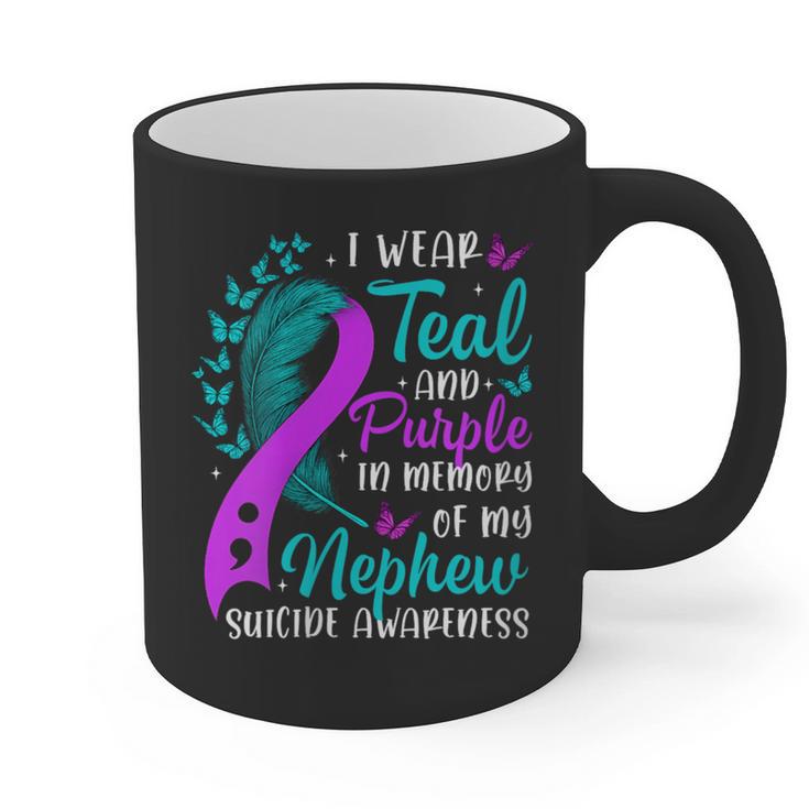 Suicide Awareness I Wear Teal Purple In Memory Of My Nephew Graphic Print Coffee Mug