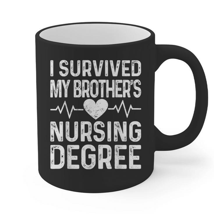 I Survived My Brother's Nursing Degree School Graduation Graphic Print Coffee Mug