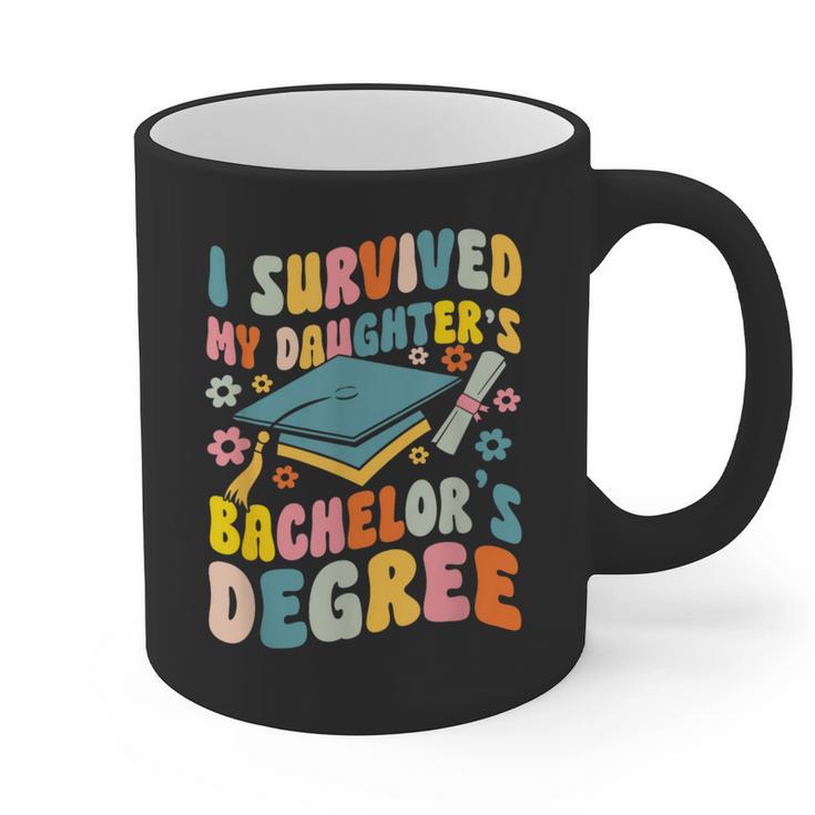 i Survived My Daughter's Bachelors Degree Groovy Graduation Graphic Print Coffee Mug