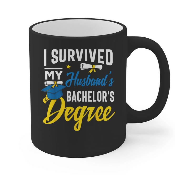 i Survived My Husbands Bachelors Degree Graduation Gifts Graphic Print Coffee Mug