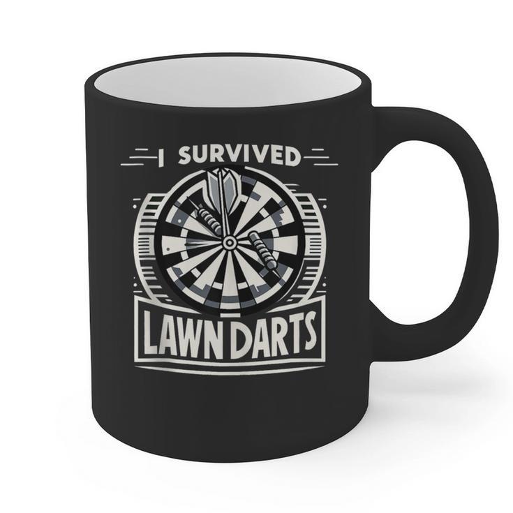 I Survived Lawn Darts Classic Yard Nostalgia Game Fun Graphic Print Coffee Mug