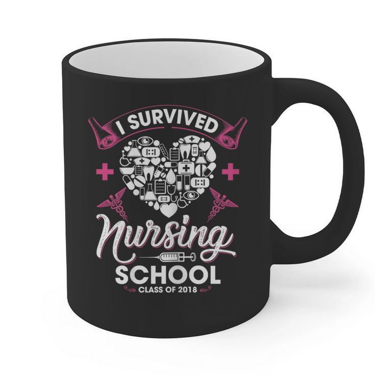 I Survived Nursing School Class Of 2018 Graduation T-Shirt Graphic Print Coffee Mug