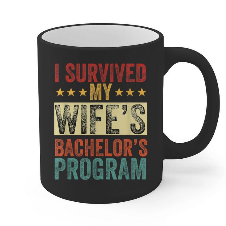 i Survived My Wife Bachelor's Degree Wife Graduation Graphic Print Coffee Mug