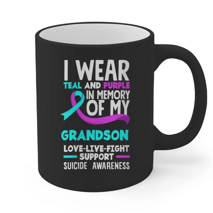 Teal & Purple In Memory Of My Grandson Suicide Prevention Graphic Print Coffee Mug