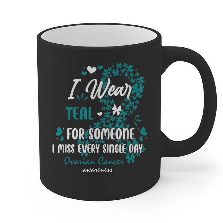 Teal Ovarian Cancer Angel Memory Warrior Support Family Graphic Print Coffee Mug Teal Ovarian Cancer Angel Memory Warrior Support Family Graphic Print Coffee Mug