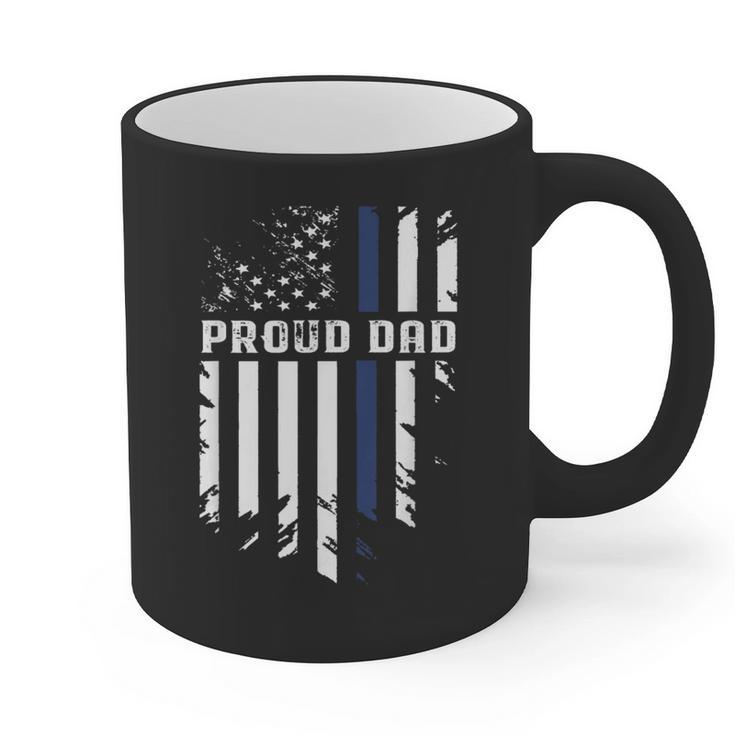 Thin Blue Line Proud Dad Police Family T-Shirt Graphic Print Coffee Mug