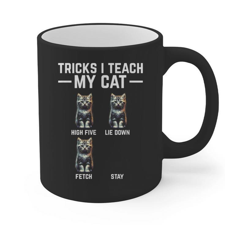 Tricks I Teach My Cat Cat Owner Kitten Dad Mom Kitty Graphic Print Coffee Mug