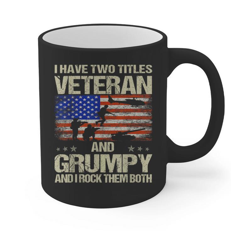 I Have Two Titles Veteran And Grumpy Dad Papa Grandpa Graphic Print Coffee Mug