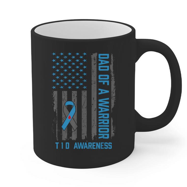 Type 1 Diabetes Awareness T1D Dad Of Warrior Type 1 Diabetic Graphic Print Coffee Mug