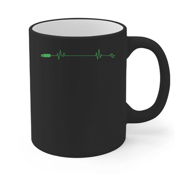 USB Stick Heartbeat Line Memory Module Graphic Print Coffee Mug