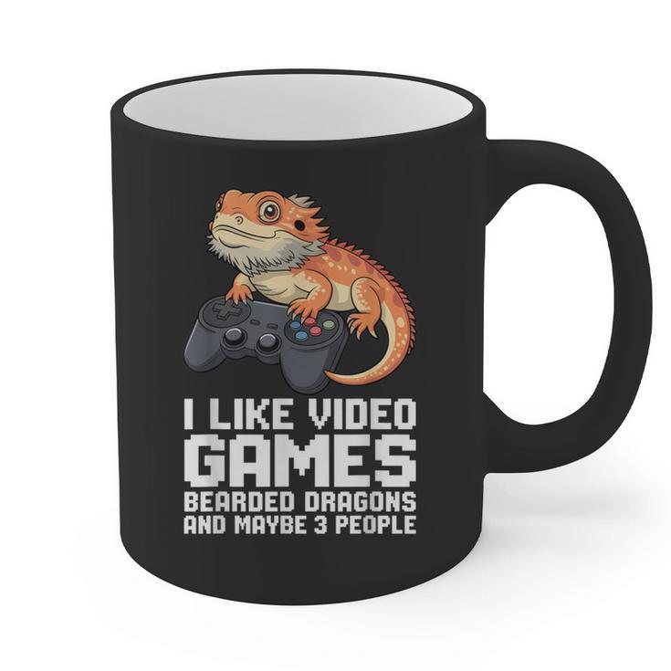 I Like Video Games Bearded Dragon Gamer Introvert Mood Graphic Print Coffee Mug