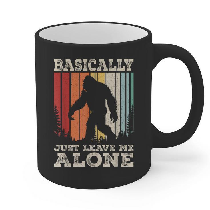 Vintage Basically Just Leave Me Alone Bigfoot Introverts Graphic Print Coffee Mug