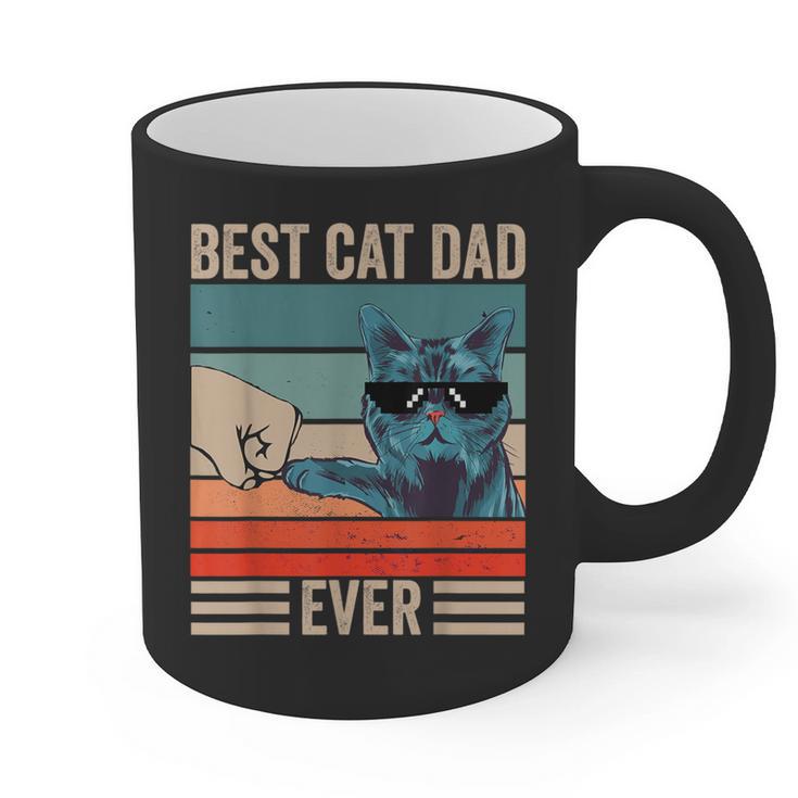Vintage Best Cat Dad Ever Bump Fist Father's Day Cat Daddy Graphic Print Coffee Mug