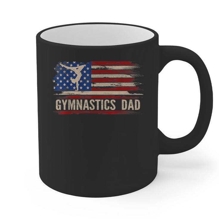 Vintage Gymnastics Dad American USA Flag Sports Graphic Print Coffee Mug