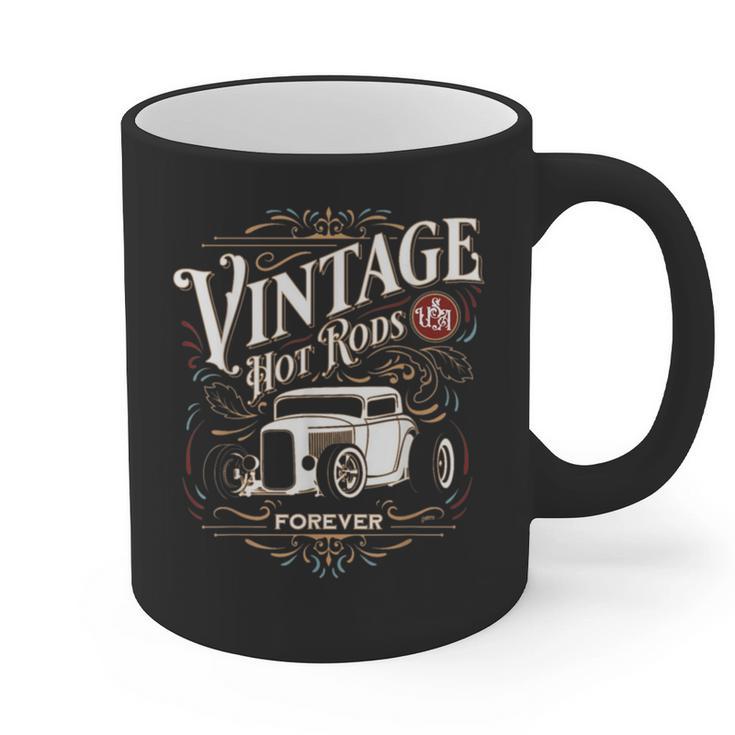 Vintage Hot Rods USA Forever Classic Car Nostalgia Graphic Print Coffee Mug