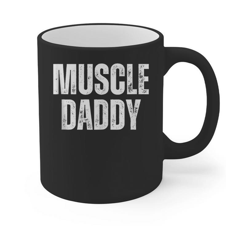 Vintage Muscle Daddy Weightlifter Dad Cool Father Workout Graphic Print Coffee Mug