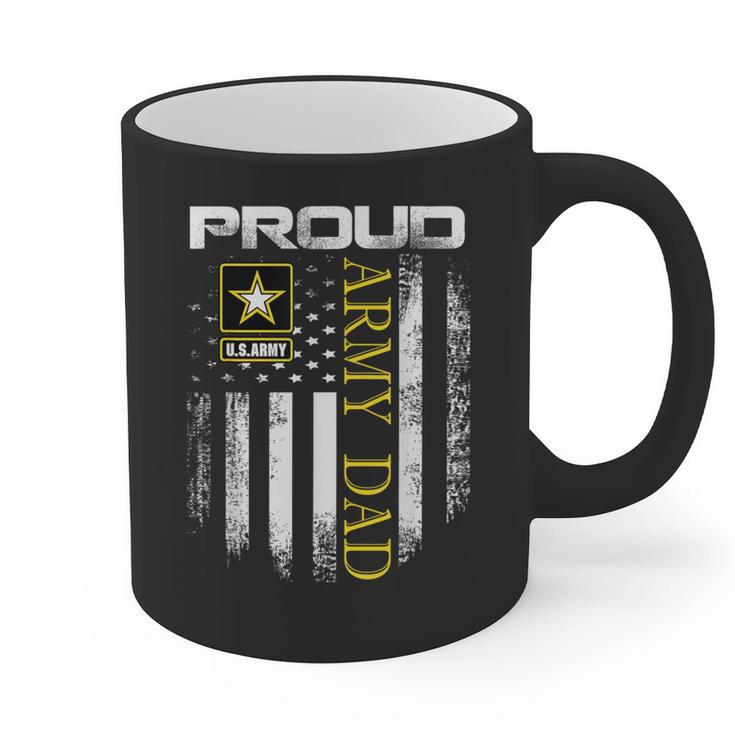 Vintage Proud Army Dad With American Flag Graphic Print Coffee Mug