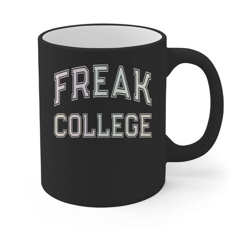Vintage Sarcastic FREAK COLLEGE Introvert Anti Social Graphic Print Coffee Mug