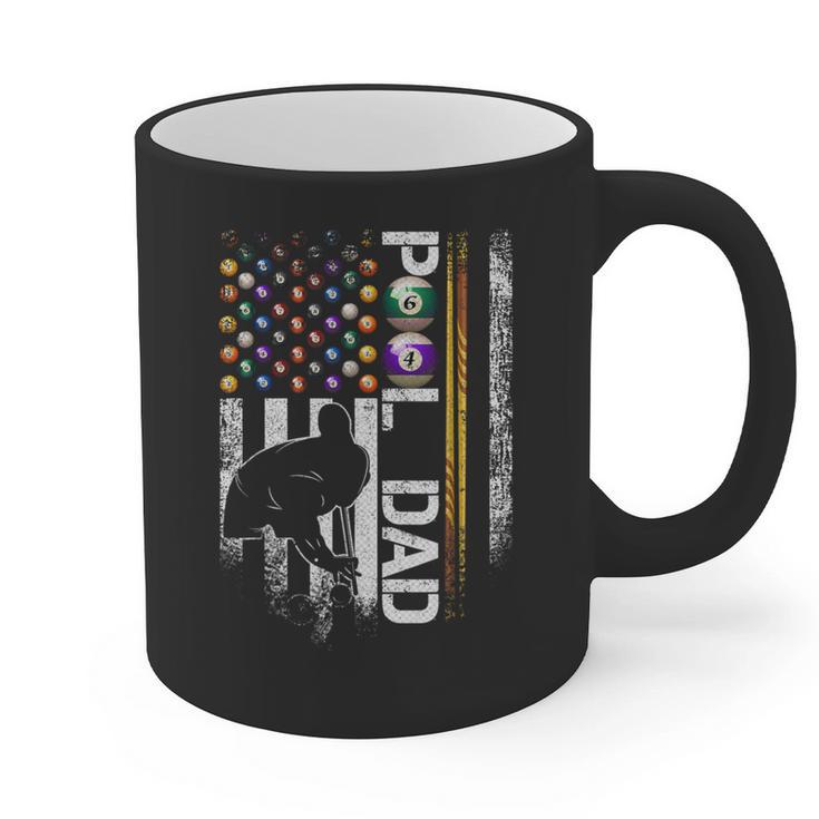 Vintage USA Flag Billiards Player Proud Pool Dad Graphic Print Coffee Mug