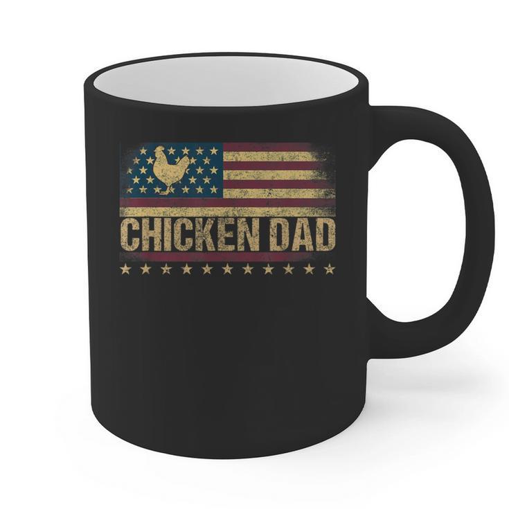 Vintage USA Flag Chicken Dad Stars Graphic Print Coffee Mug