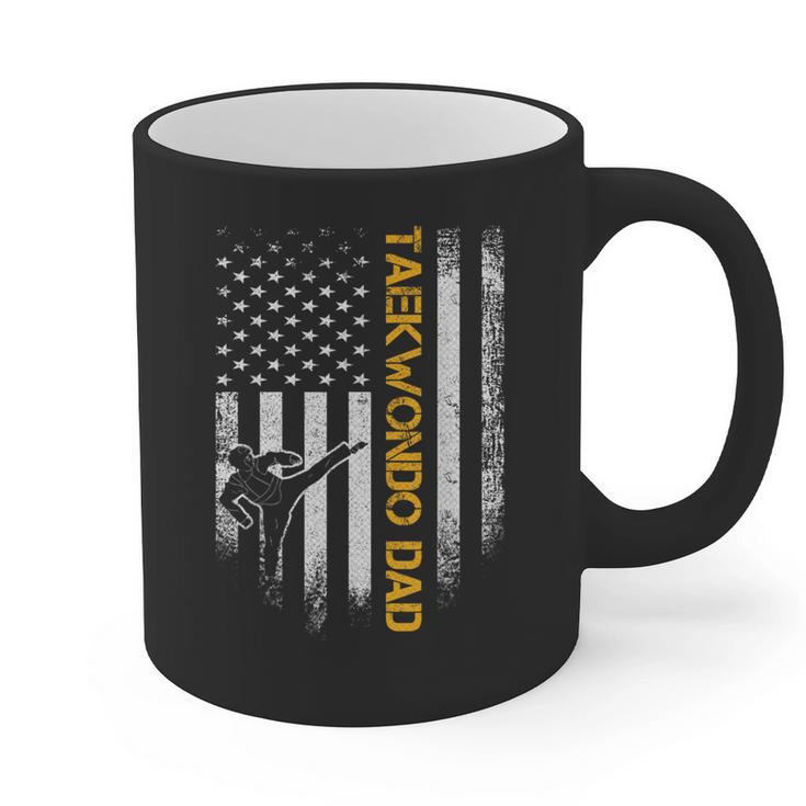 Vintage USA Flag Korea Taekwondo Training Dad Silhouette Graphic Print Coffee Mug