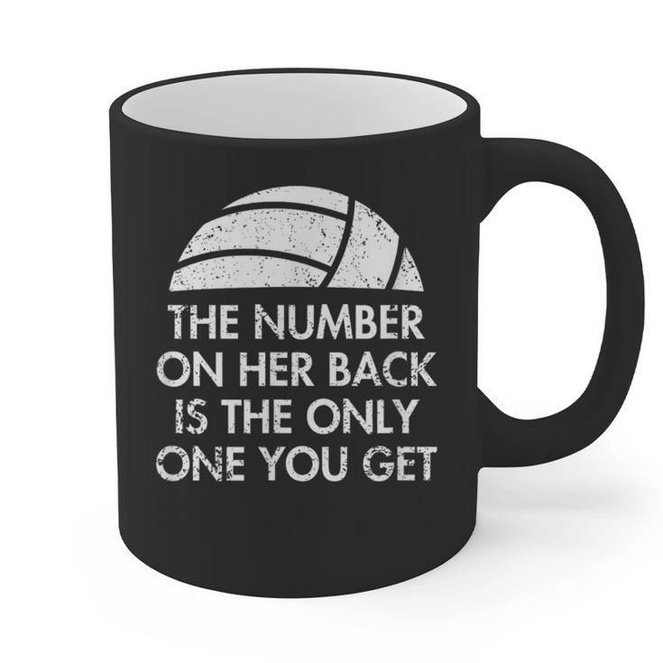 Volleyball Dad MoM Daughter Back Number Graphic Print Coffee Mug