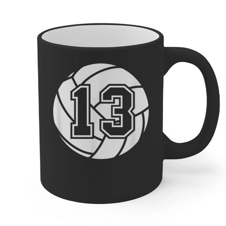 Volleyball Player 13 Volleyball Mom Dad Jersey Number 13 Graphic Print Coffee Mug