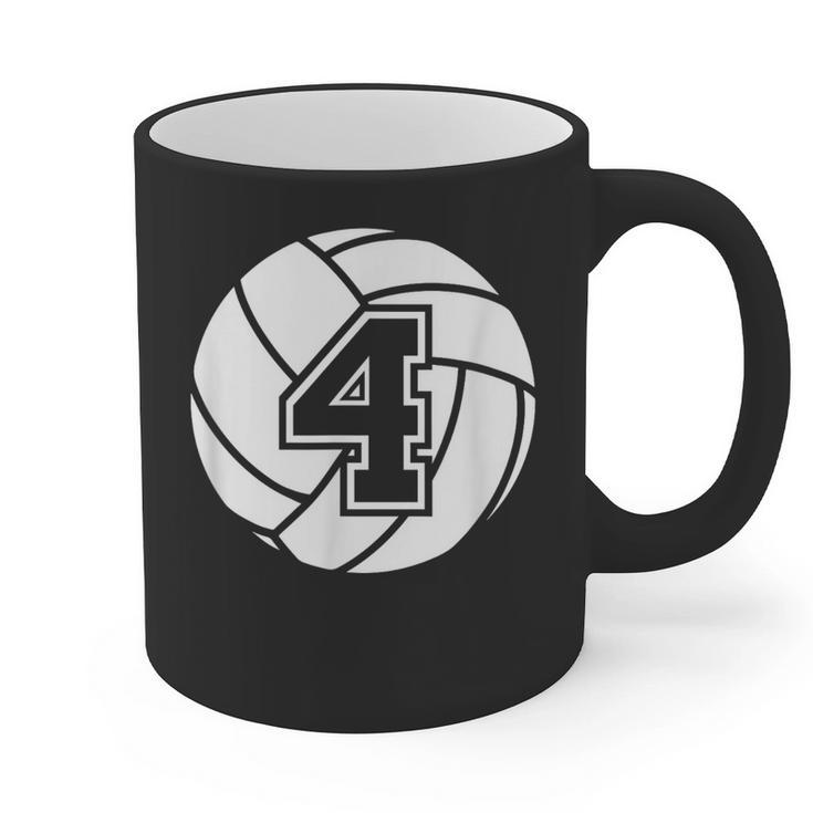 Volleyball Player 4 Volleyball Mom Dad Jersey Number 4 Graphic Print Coffee Mug