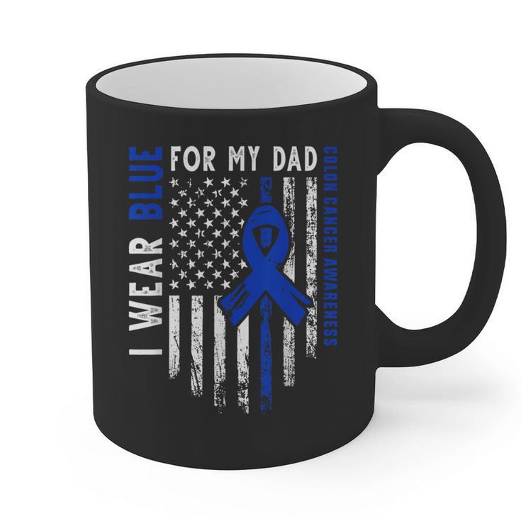 I Wear Blue For My Dad Colon Cancer Awareness Blue USA Flag Graphic Print Coffee Mug