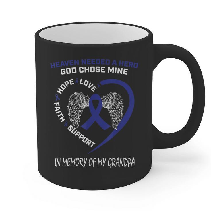I Wear Blue In Memory Of My Grandpa Colon Cancer Awareness Graphic Print Coffee Mug