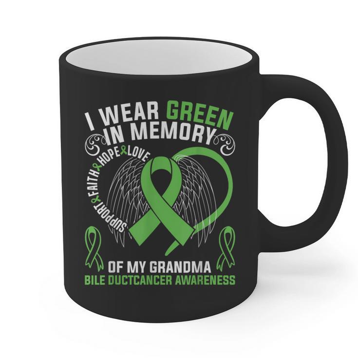 I Wear Green In Memory Of My Grandma Bile Duct Cancer Aware Graphic Print Coffee Mug