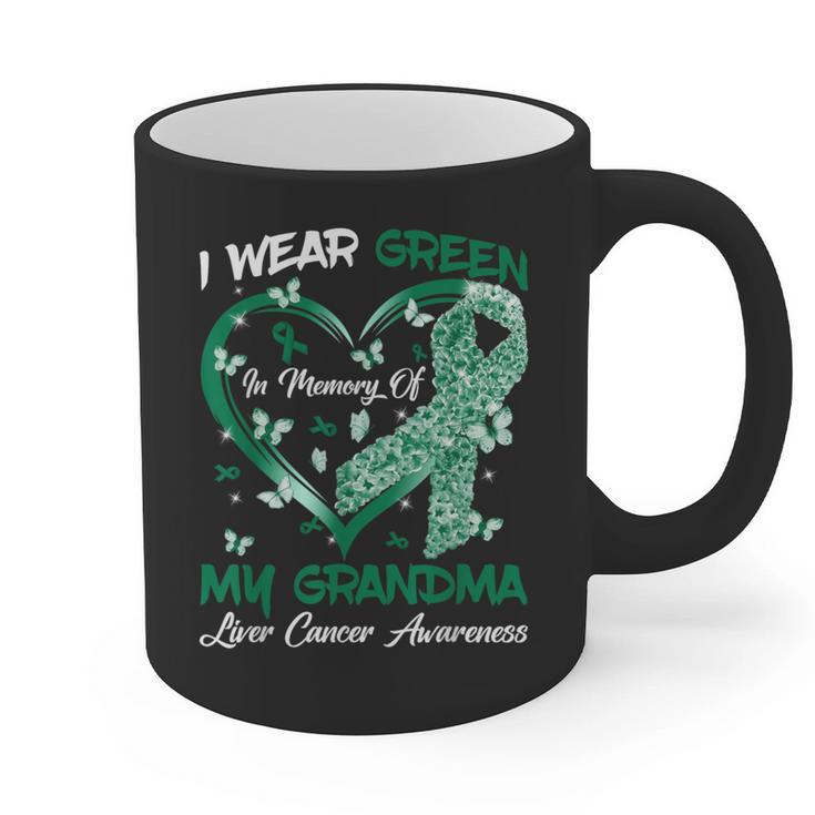 I Wear Green In Memory Of My Grandma Liver Cancer Awareness Graphic Print Coffee Mug