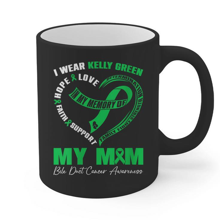 I Wear Kelly Green In My Memory Of My Mom Bile Duct Cancer Graphic Print Coffee Mug