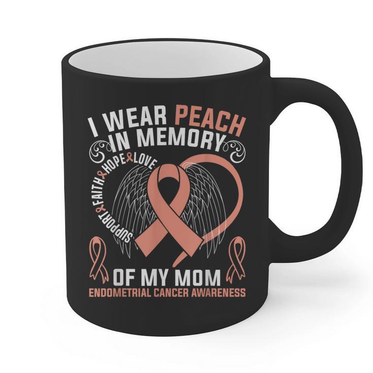 I Wear Peach In Memory Of My Mom Endometrial Cancer Awarene Graphic Print Coffee Mug