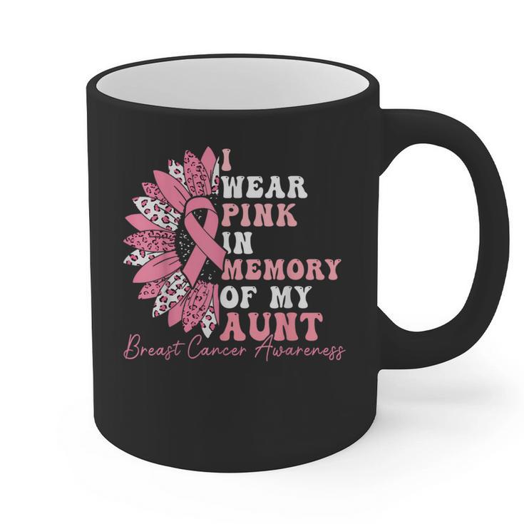 I Wear Pink In Memory Of My Aunt Breast Cancer Pink Ribbon Graphic Print Coffee Mug I Wear Pink In Memory Of My Aunt Breast Cancer Pink Ribbon Graphic Print Coffee Mug