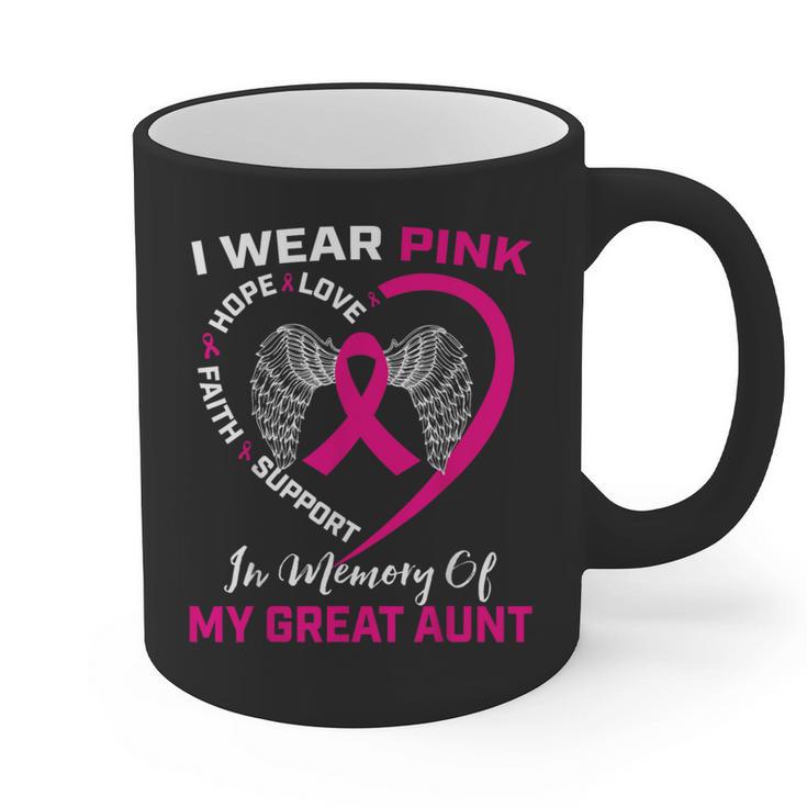I Wear Pink In Memory Of My Great Aunt Breast Cancer Graphic Graphic Print Coffee Mug